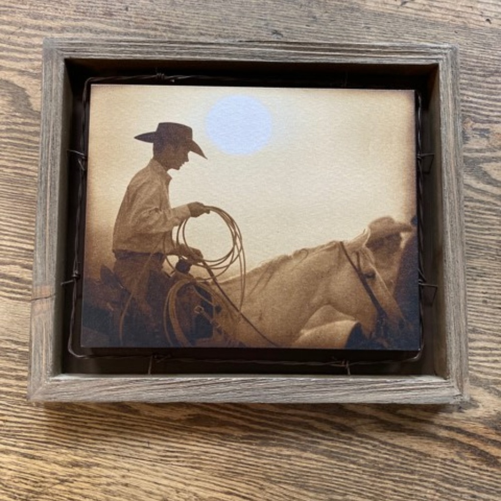 David Stoecklein Sunset Cowboy Shadowbox WA!! NEW!